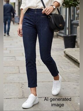 Anthropologie Cartonnier "Charlie" Navy Lace Ankle Pants - 4